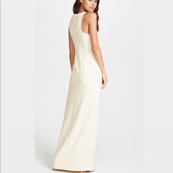 Halston Heritage Ivory Rucched Sleeveless Gown - Picture 2 of 8